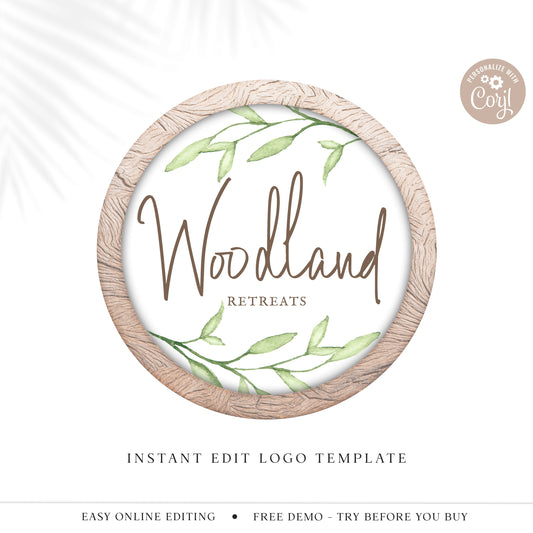 Editable Rustic Logo Template, Editable Wood Affect Circle Stamp Watermark Logo, Download Logo Template Farmhouse Bakery Logo - PR0366