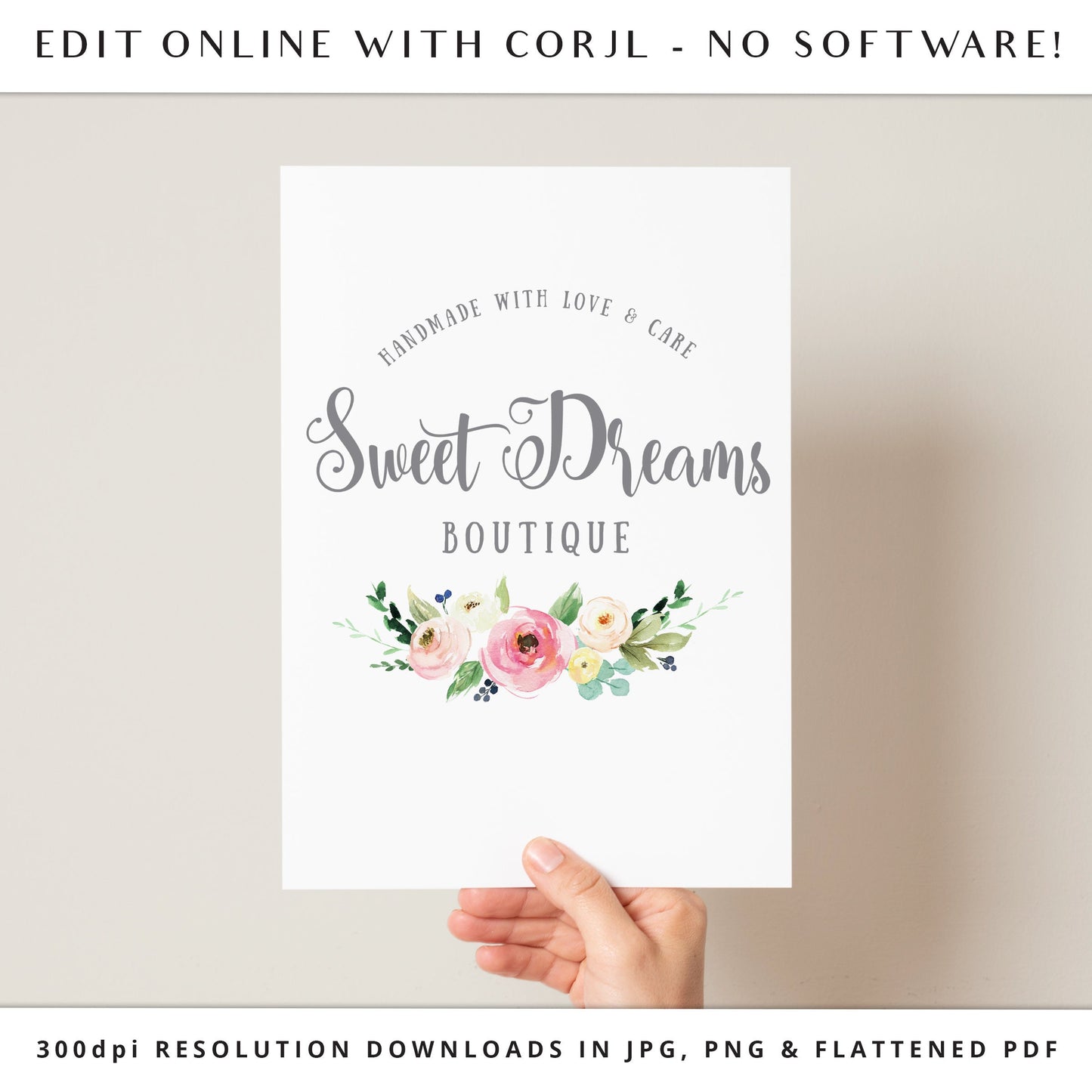 Editable Baby Logo Template, DIY edit Cute Boutique Business Logo, Instant Premade Floral Logo Design, Farmhouse Style Logo - SD-001