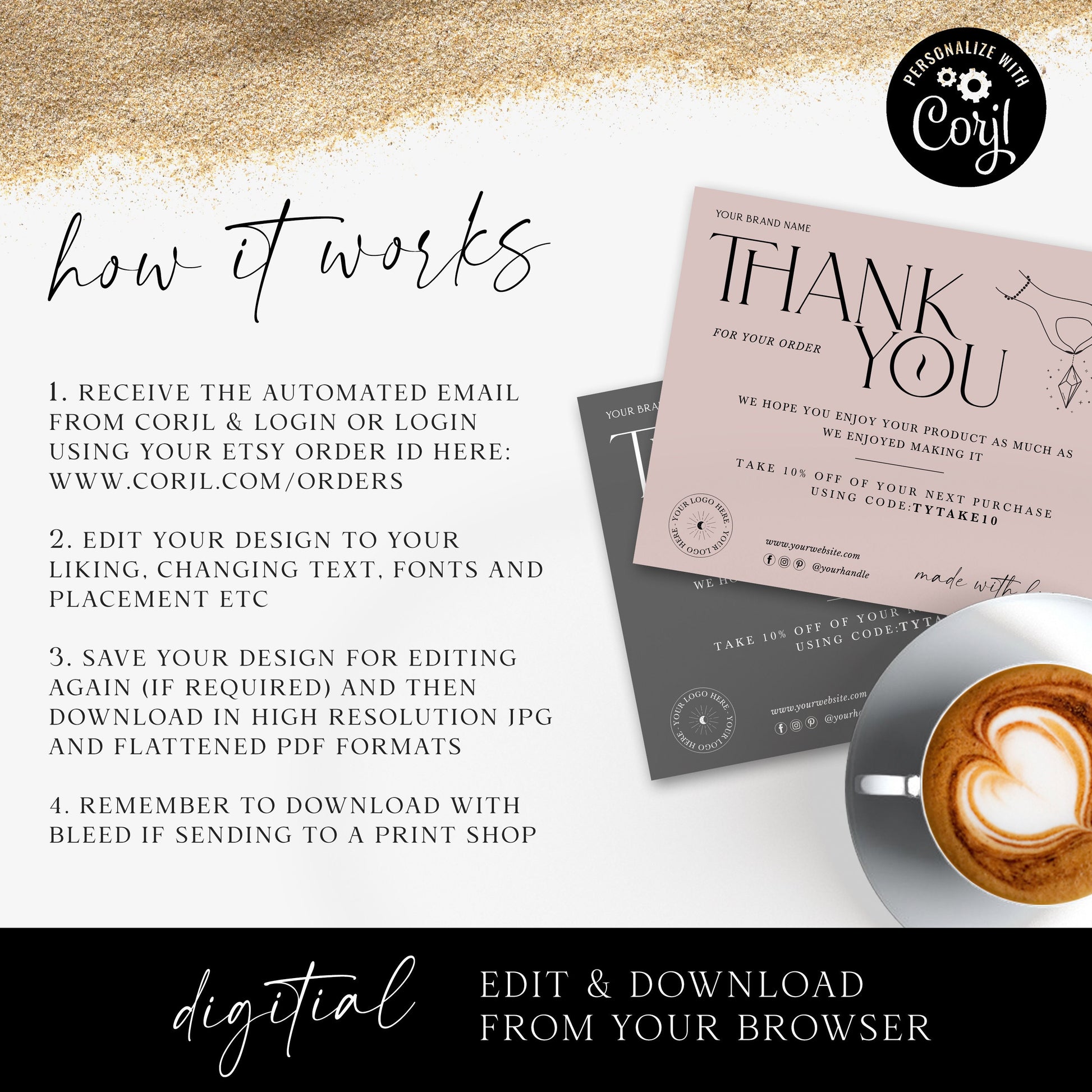 Editable Thank You Card Template, DIY Edit Thank You For Your Business Card, Spiritual Candle, Premade Etsy Customer Thank you Note SPI-001
