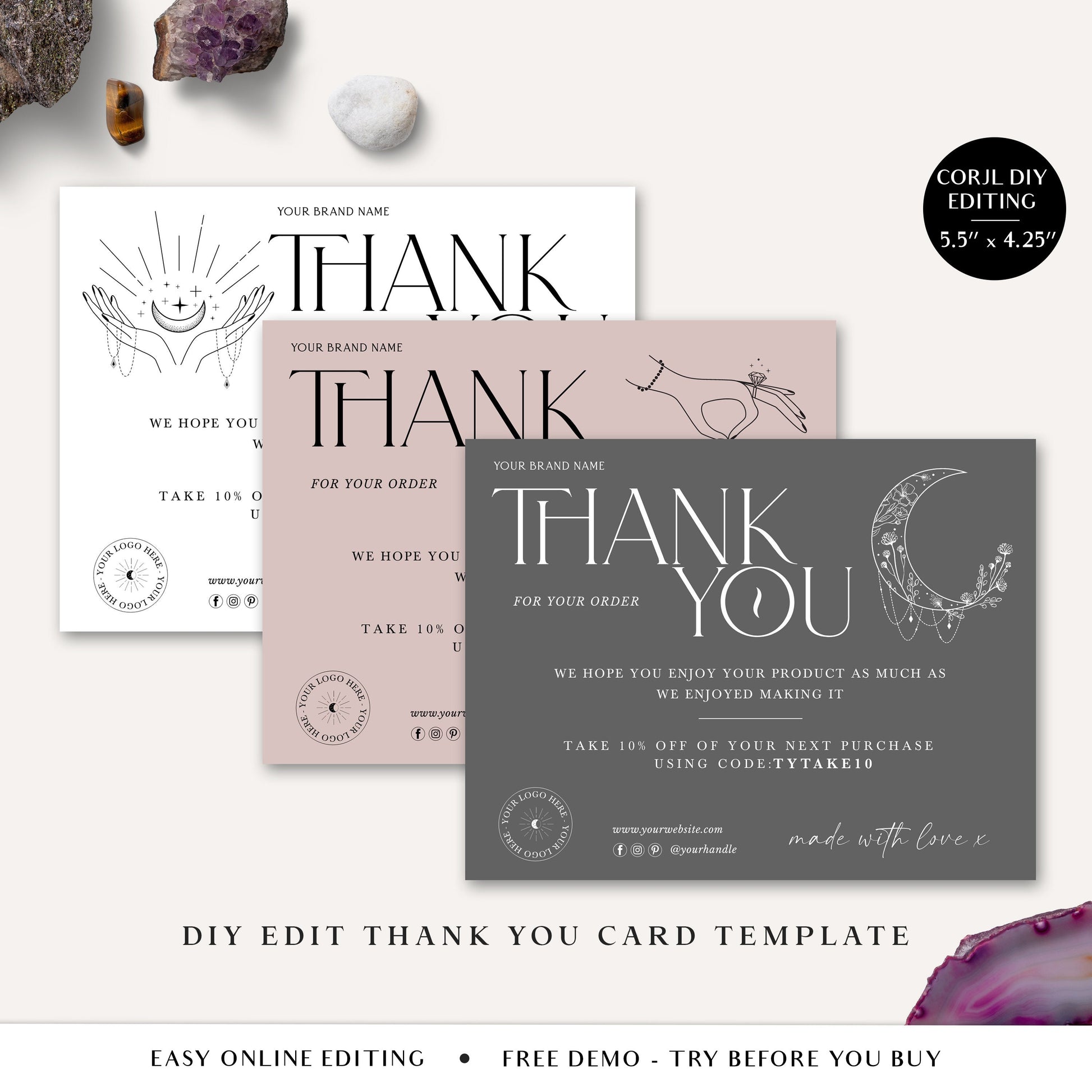 SUPREME IMPRESSION Thank You Cards Small Business 100 Pack (Business Card  Sized) Thank You for Your order Cards with Elegant Design and Meaningful
