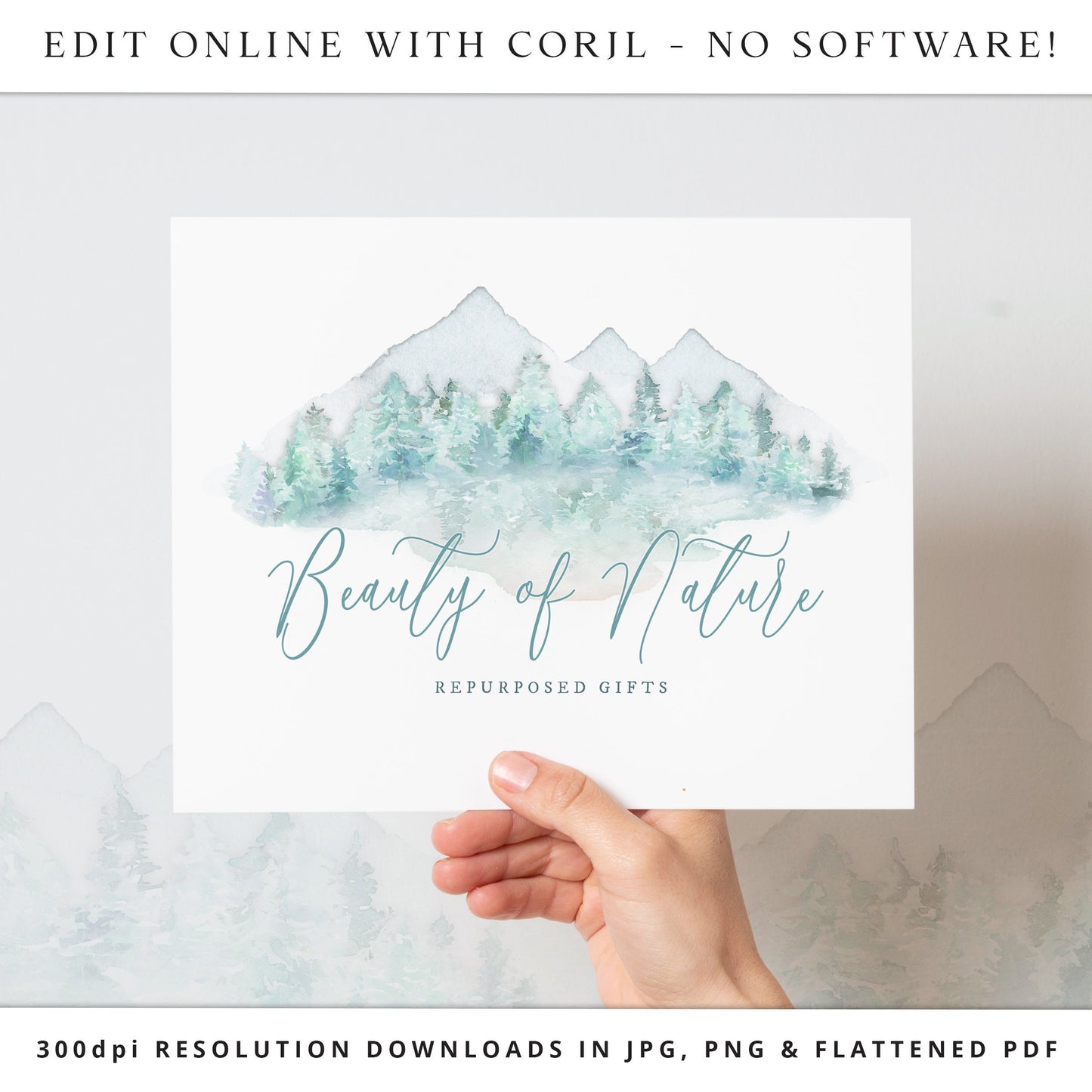 Editable Mountains Logo Template, DIY Edit Business Logo, Premade Soft Watercolor Logo, Mountain Nature Company Logo Design - PR0241