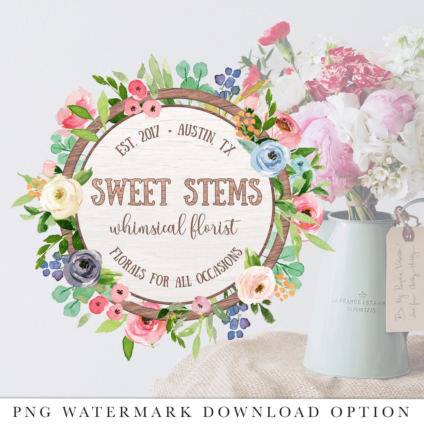 Editable Cute Logo Bundle, DIY Edit 3 x Logo Template Kit, Watercolor Floral & Foliage Premade Logos, Ready Made Company Logo SS-005