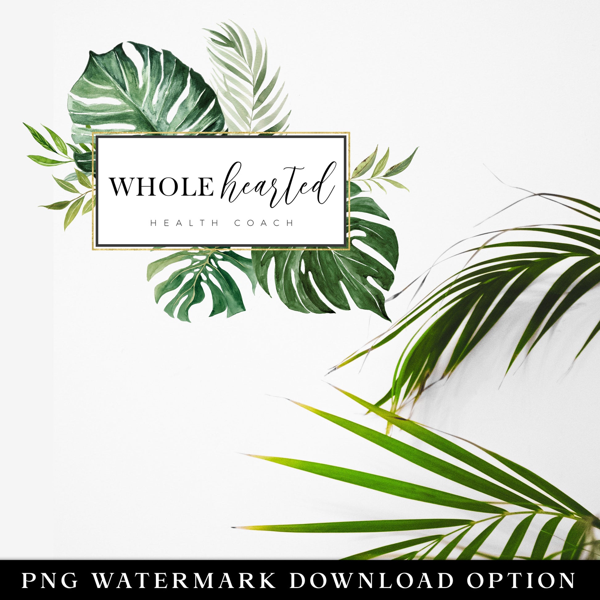 DIY Edit Tropical Logo Template, Editable Watercolor Modern Business Logo, Premade Leaves Logo Design, Instant Access Company Logo - WH-001