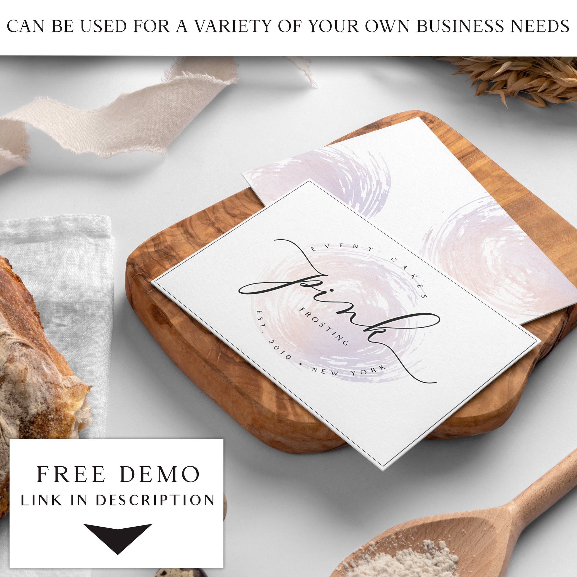 Editable Splash Logo Template, DIY Edit Minimalist Logo, Instant Access Pink & Lilac Business Logo, Premade Elegant Bakery logo - PR0100