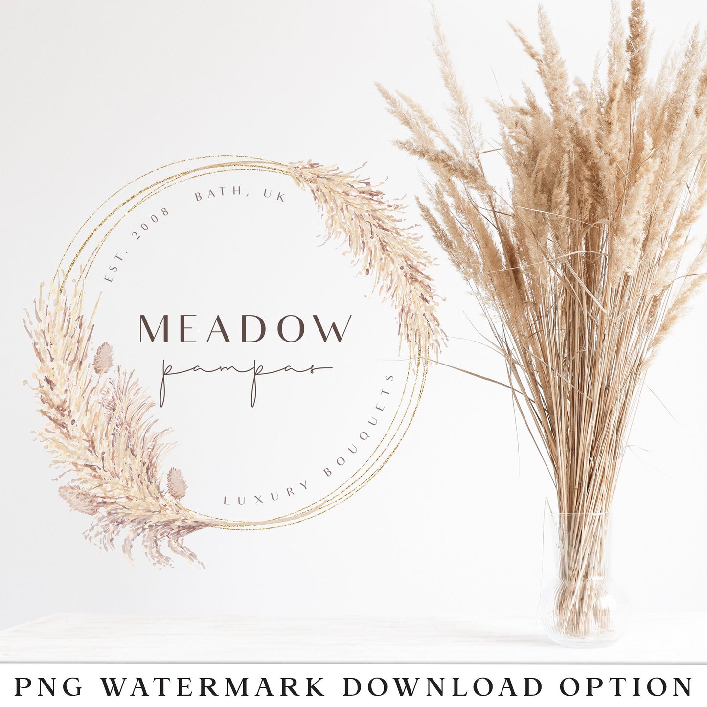 Editable Pampas Logo Bundle, 3 x DIY Edit Modern Branding Set, Instant Edit Premade Logo Set, Rustic Pampas Grass Business Logo Kit MP-001