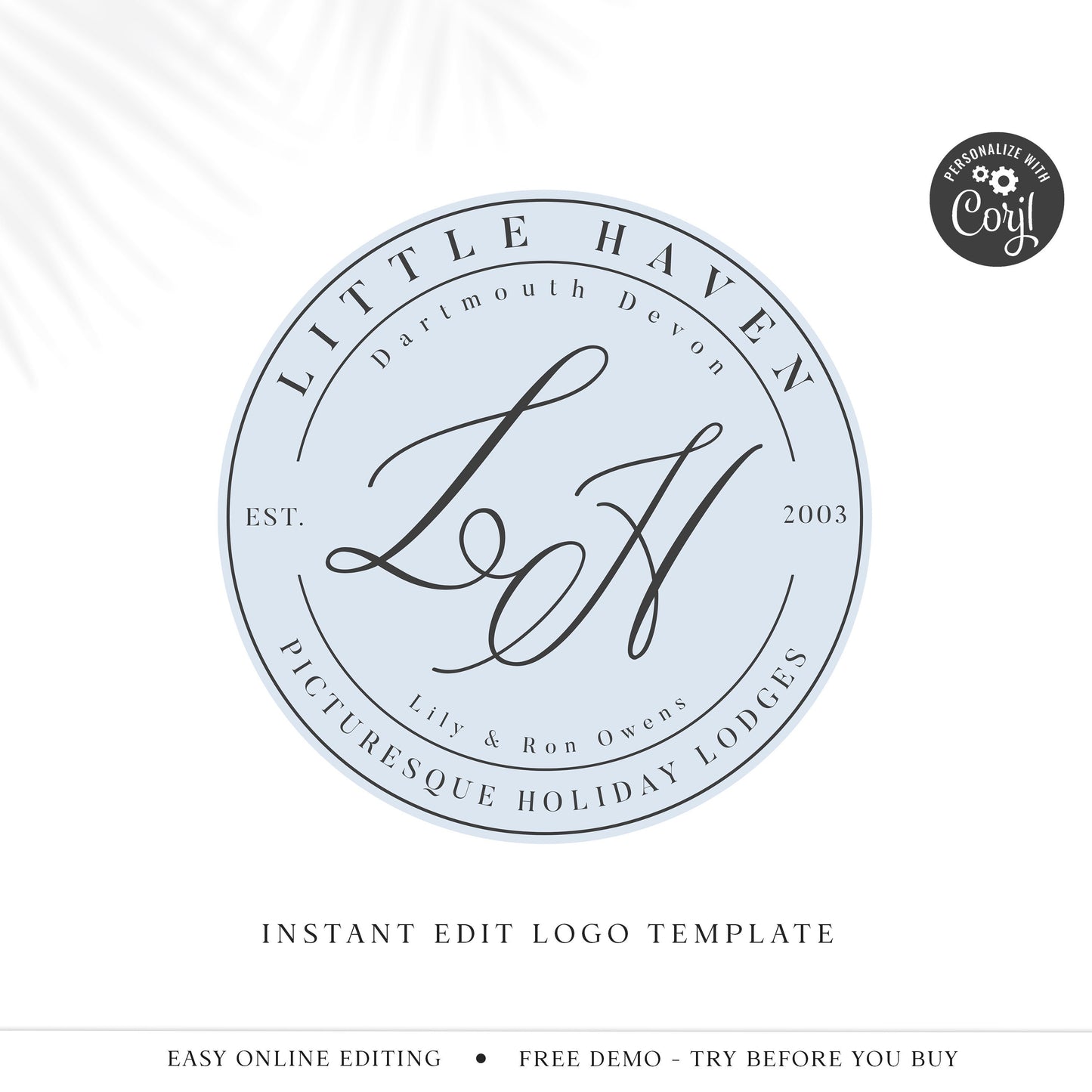 Editable Stamp Round Logo Template, DIY Edit Powder Blue, Ready-made Circular Business Logo, Instant Edit Elegant Boutique Logo  PR0103