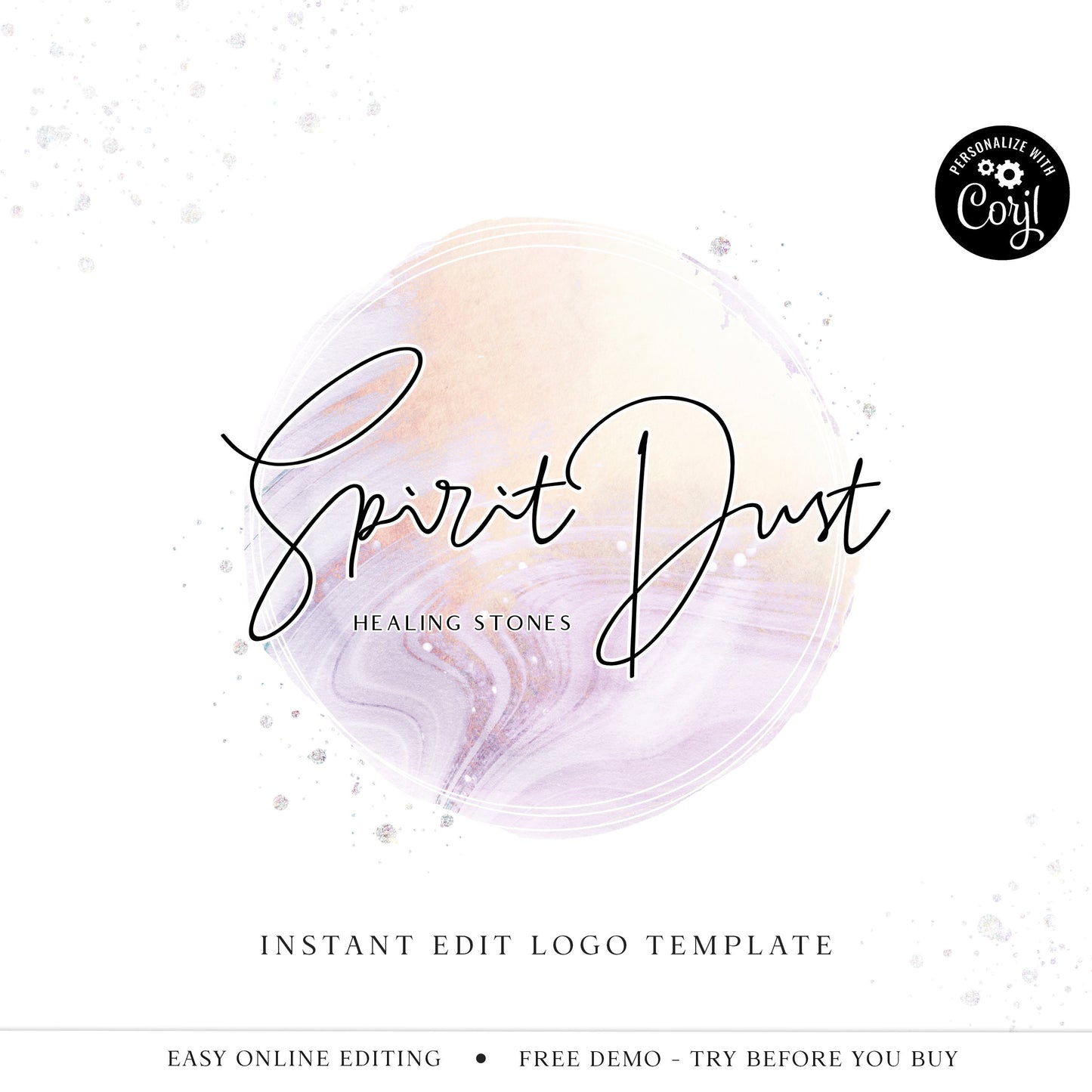 Editable Marble Logo Template, DIY Edit Abstract Logo Design, Premade Modern Business Logo, Instant Access Spiritual Company Logo - PR0455