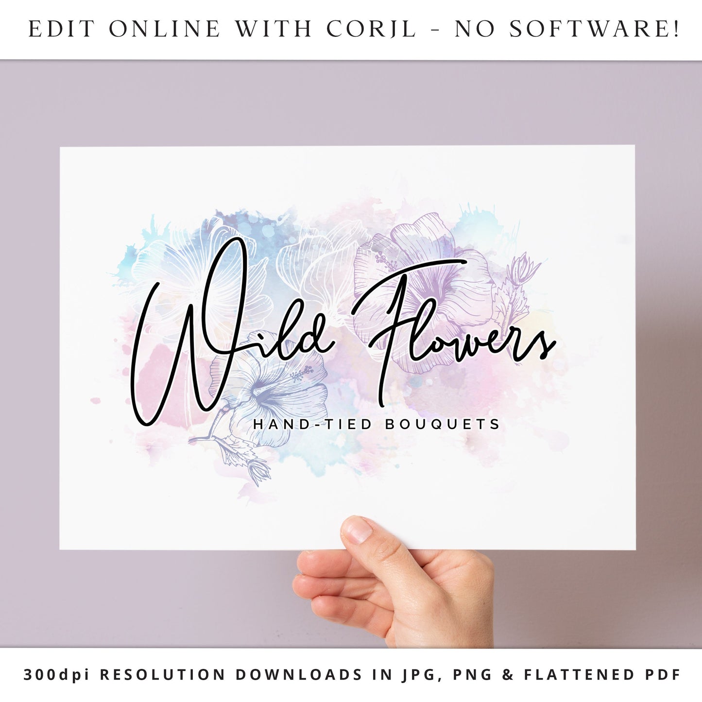 Editable Floral Watercolor Splash Logo | Instant Edit Yourself Online! | Custom Logo Design | Boutique logo | Editable Template - PR0104