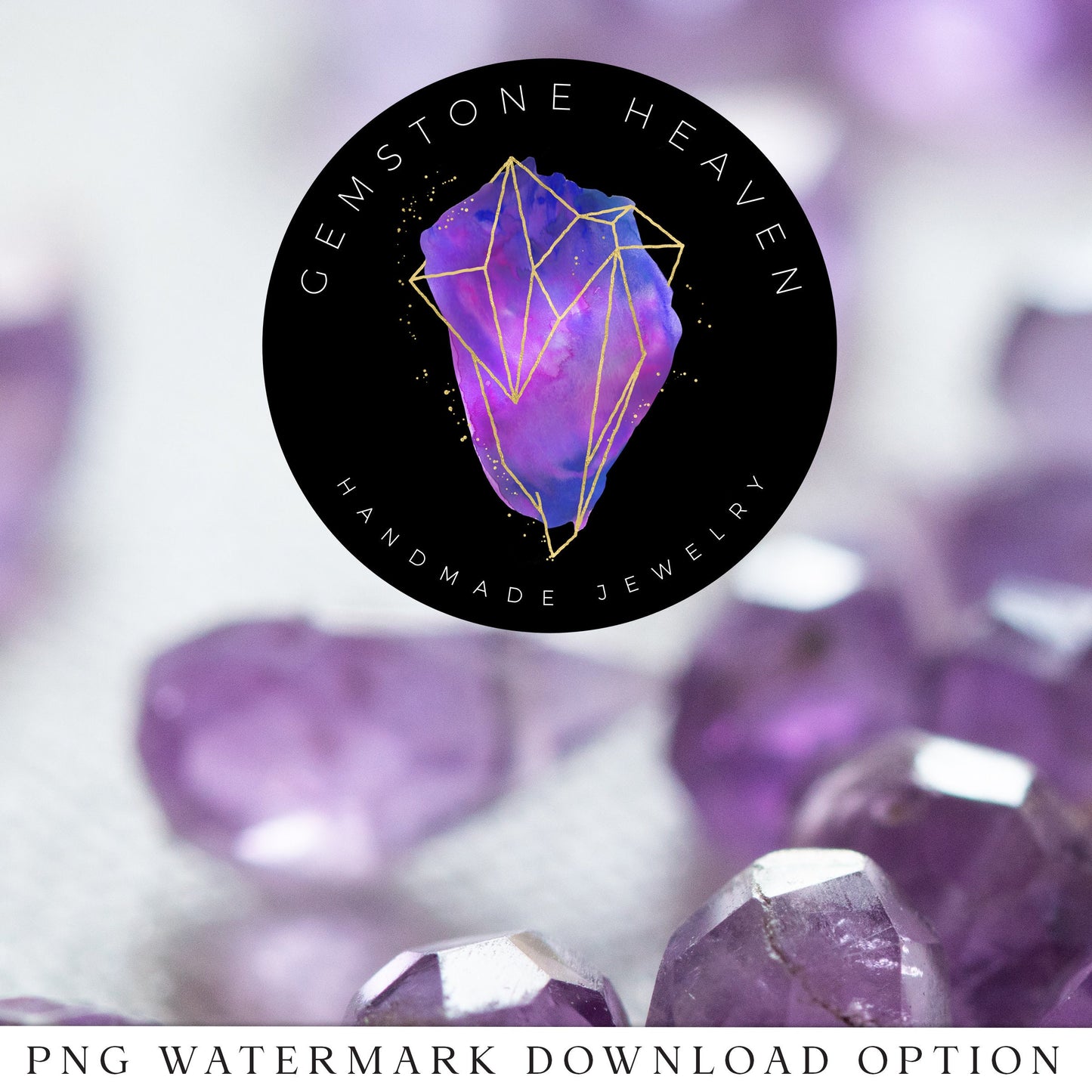 Editable Logo Bundle, Instant Edit & Download 3 x Watercolor Gemstone Geometric Logo, DIY Edit Logo Template, Premade Business Logo GH-001