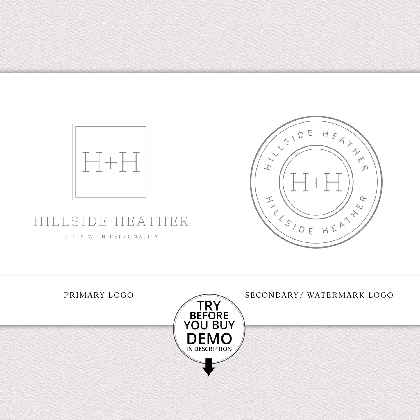 Editable Minimalist Logo Bundle, DIY Edit 2pc Main & Secondary Logo Design, Simple Hipster Premade Logos, Editable Brand Template - PR0380