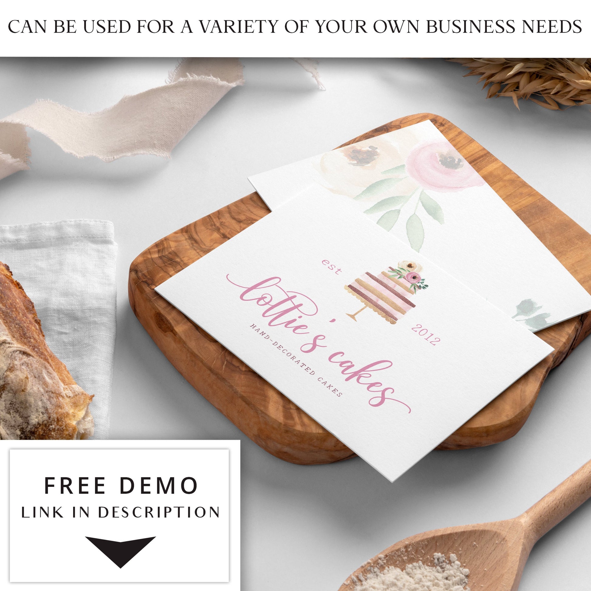 Edit Bakery Logo Template, DIY Edit Cake Decorator Logo Design, Instant Access Premade Logo Template, Startup Baking Business Logo LC-001