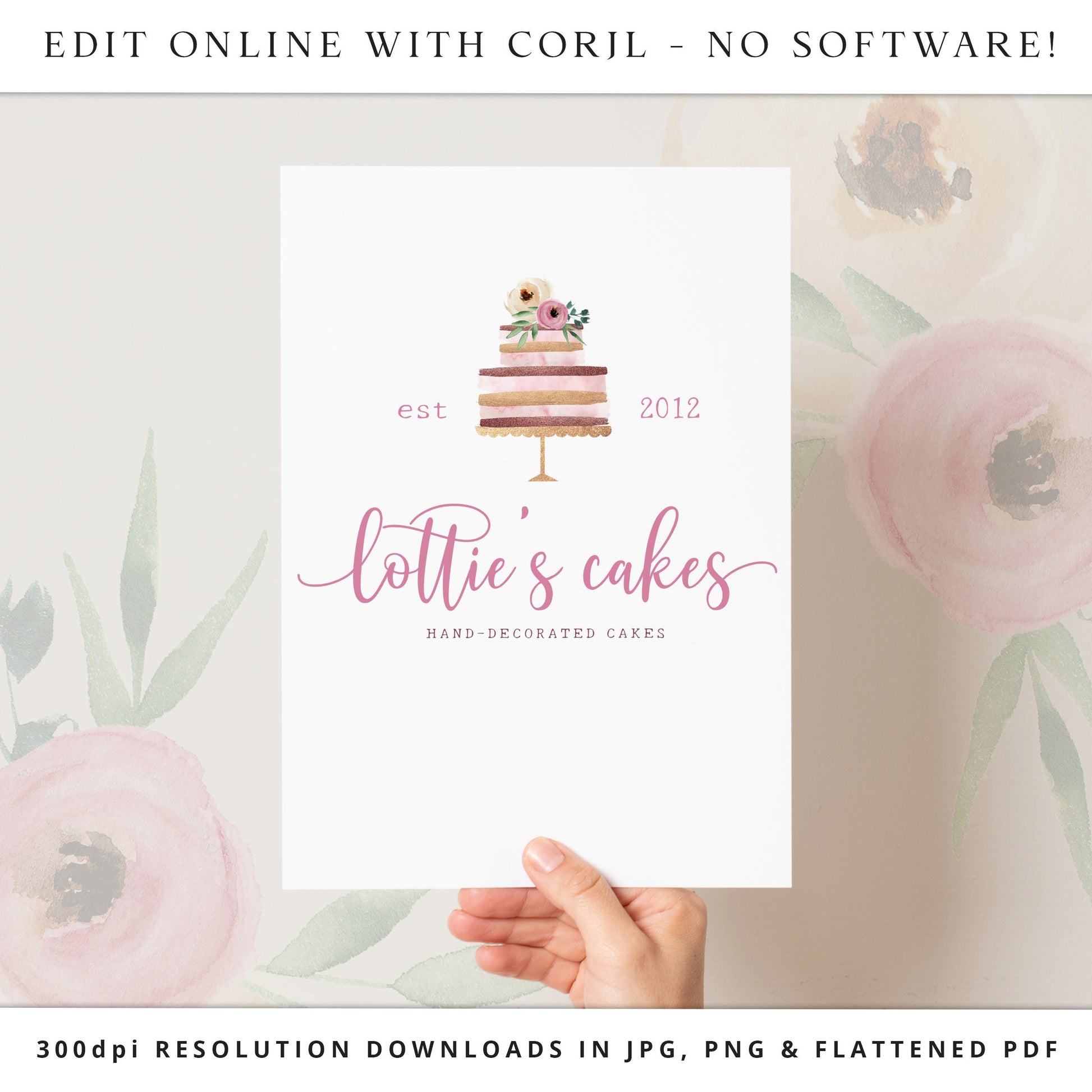 Edit Bakery Logo Template, DIY Edit Cake Decorator Logo Design, Instant Access Premade Logo Template, Startup Baking Business Logo LC-001