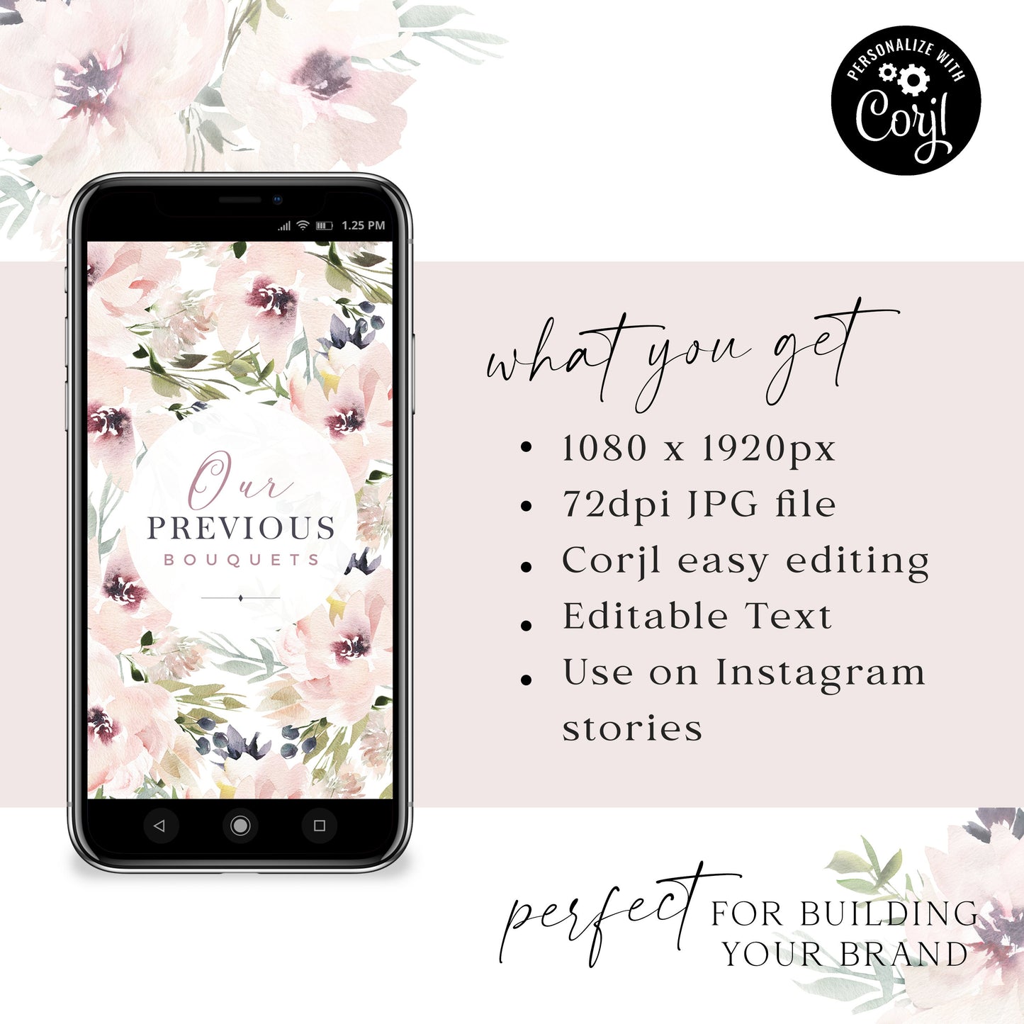 DIY Edit Instagram Highlights, Instagram Editable Story Cover, Template Instagram Highlights, Design Boho Florals Instagram - LS-001