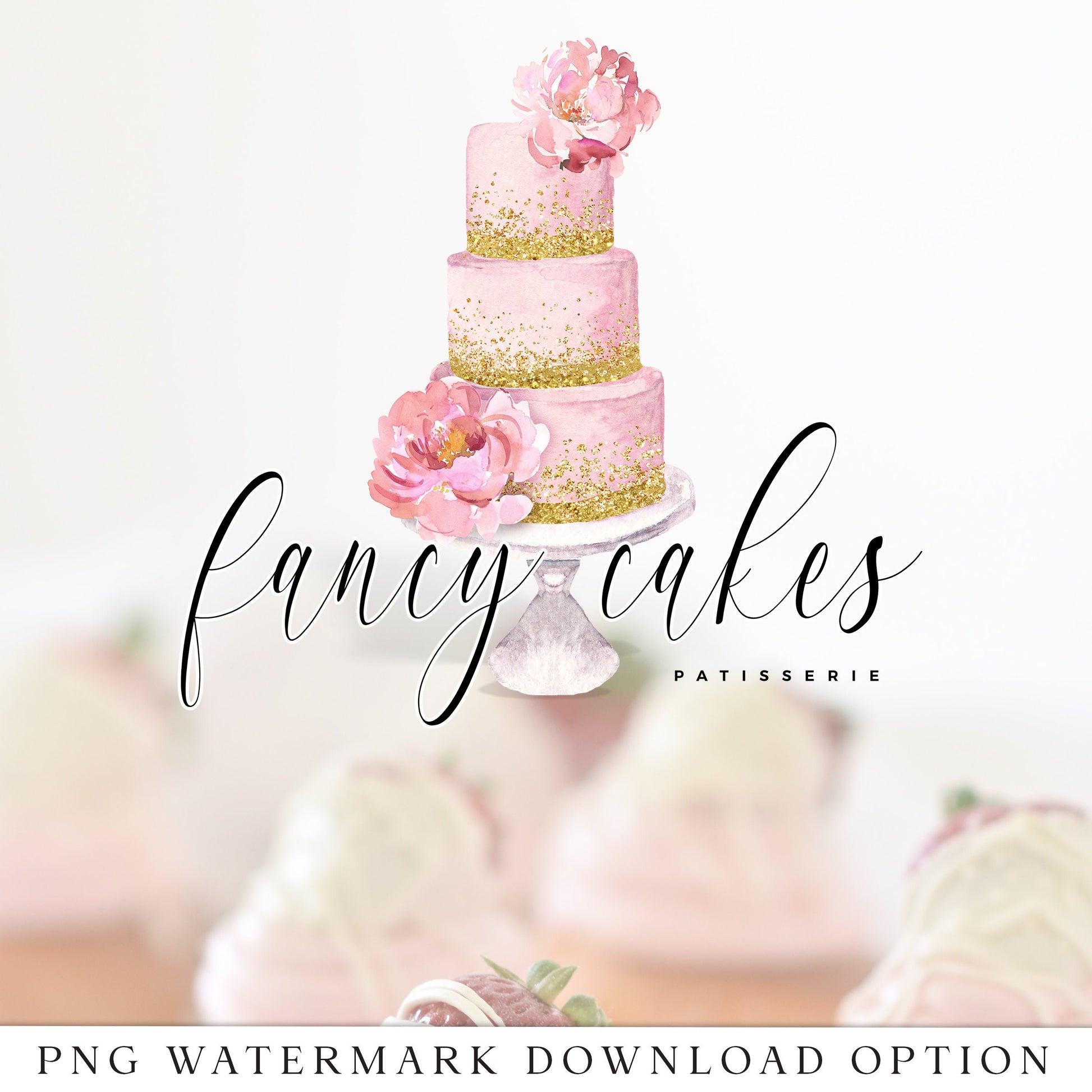Editable Bakery Logo Template, DIY Edit Watercolor Cake Logo, Wedding Cake Business Logo, Edit Yourself Boutique Premade Logo, Cake Business