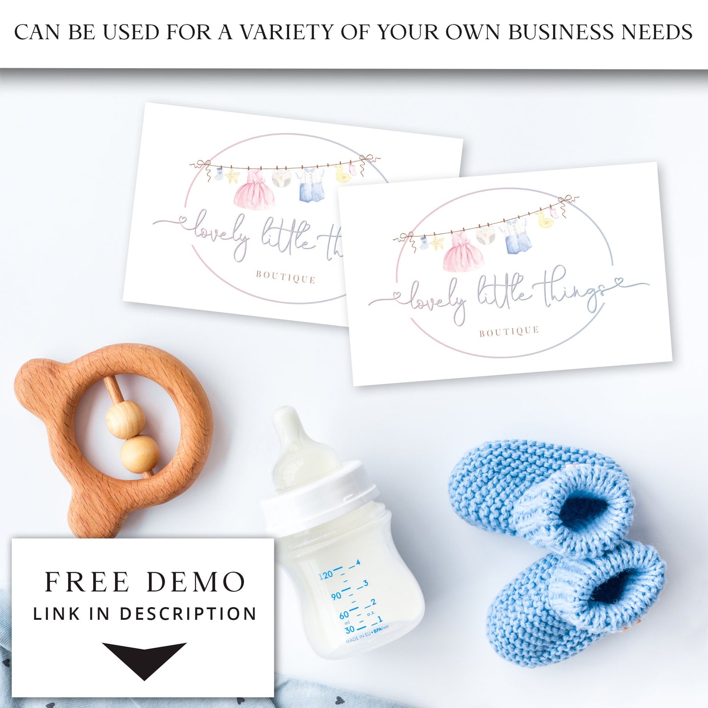 Editable Baby Boutique Logo Template, DIY Edit Pastel Logo, Premade Cute Kids Business Logo, Instant Edit Company Logo, Baby Logo  PR0123