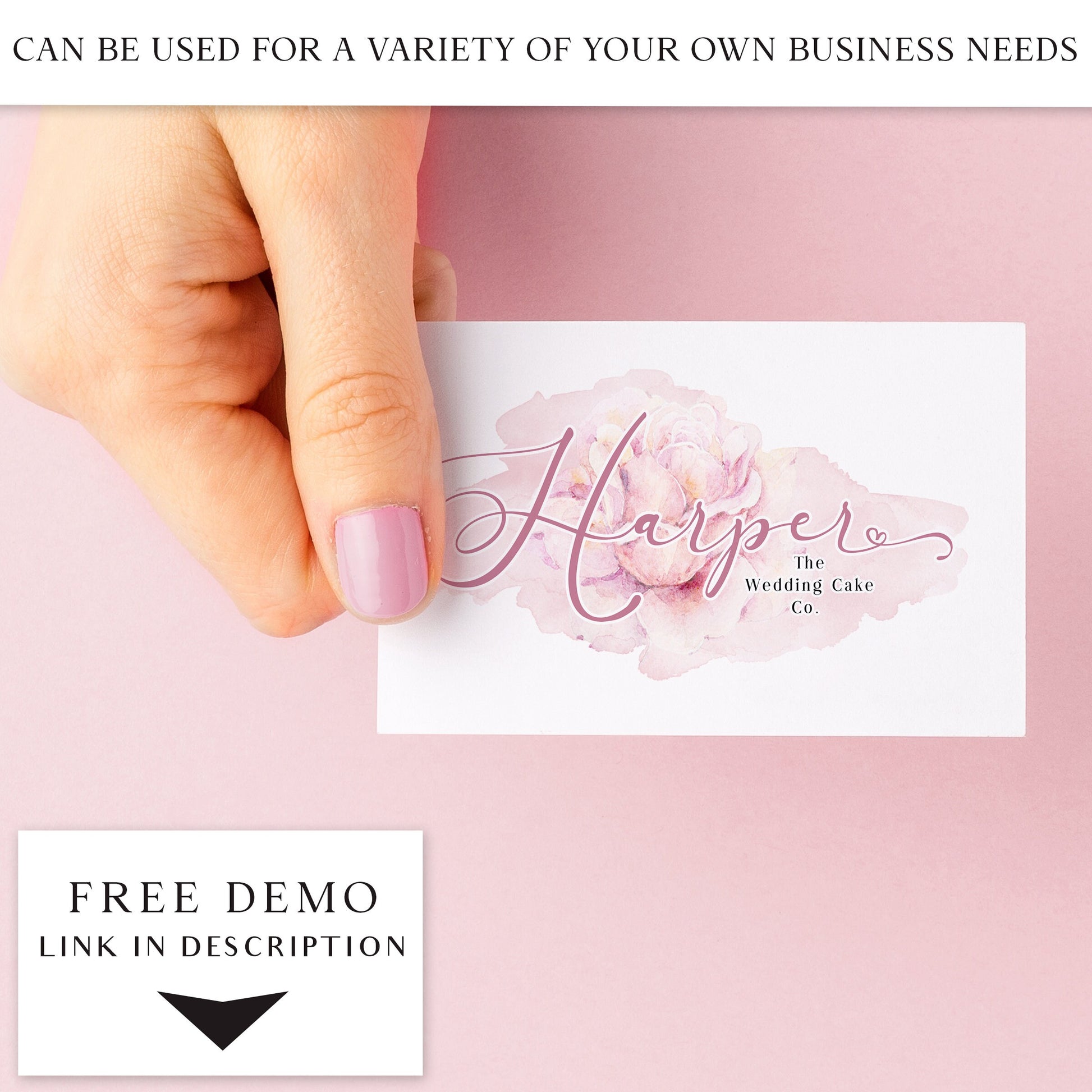 DIY Edit Logo Bundle, Editable Logo Template Kit, Instant Soft Pink Watercolor Business Logo, Premade Beauty Logo, Company Logo Set HW-001