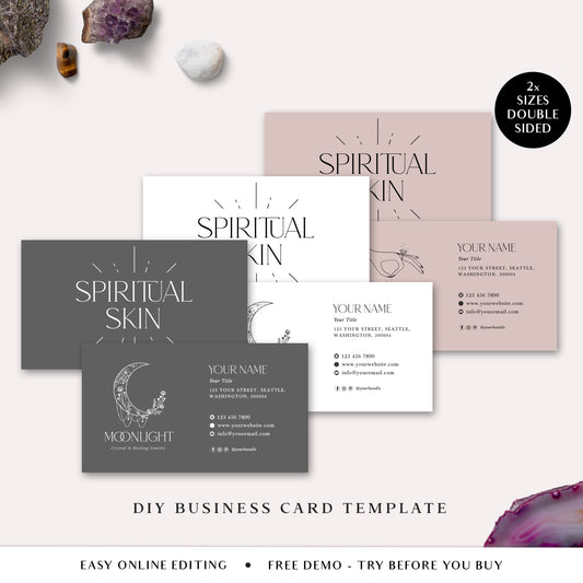 Editable Business Card Template, DIY Premade Spiritual Business Card, Apothecary Business Card, Customizable Company Card SPI-001