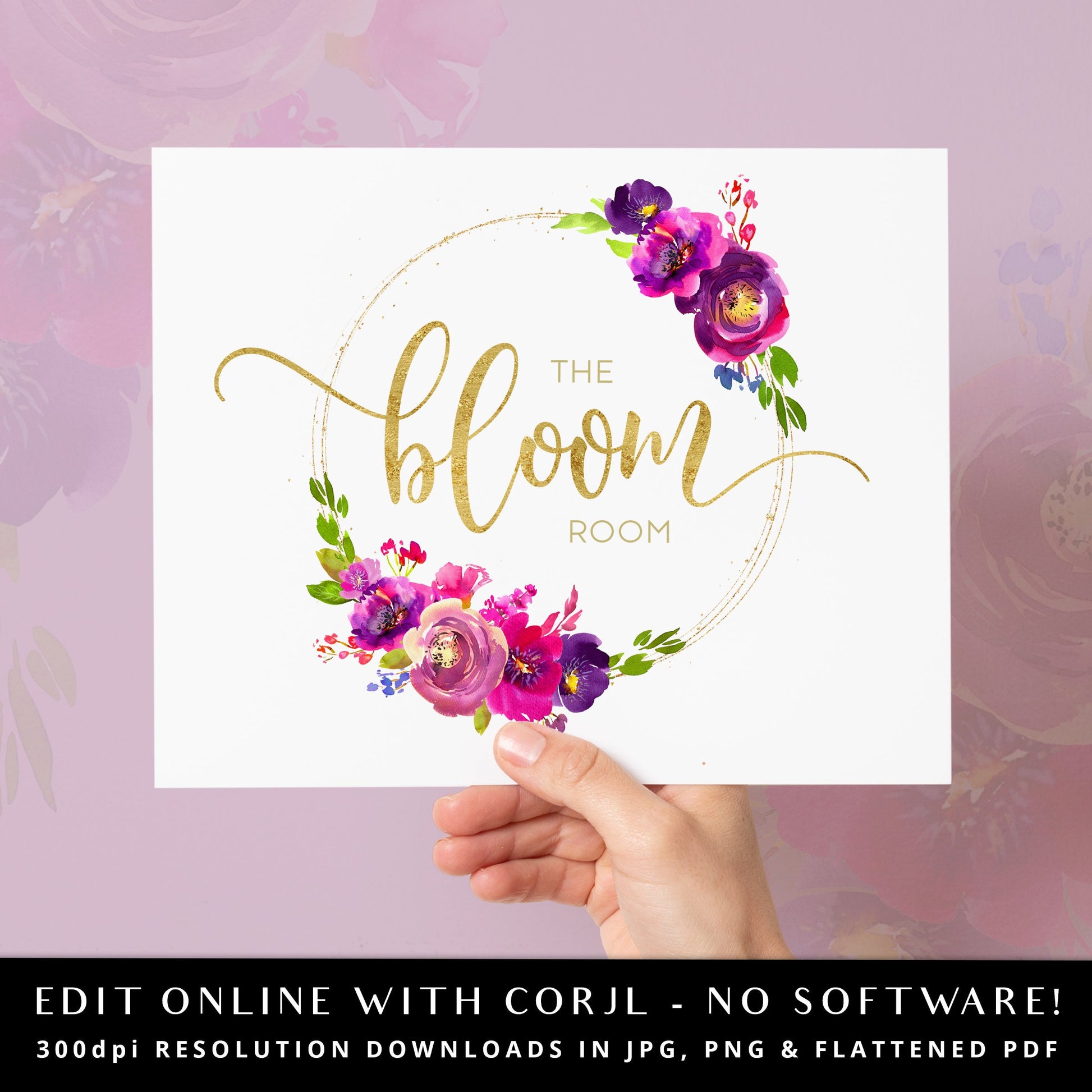 DIY Edit Flowers Logo Template, Editable Bright Floral Business Logo, Premade Boutique Logo, Instant Access Beauty Company Logo - PR0106