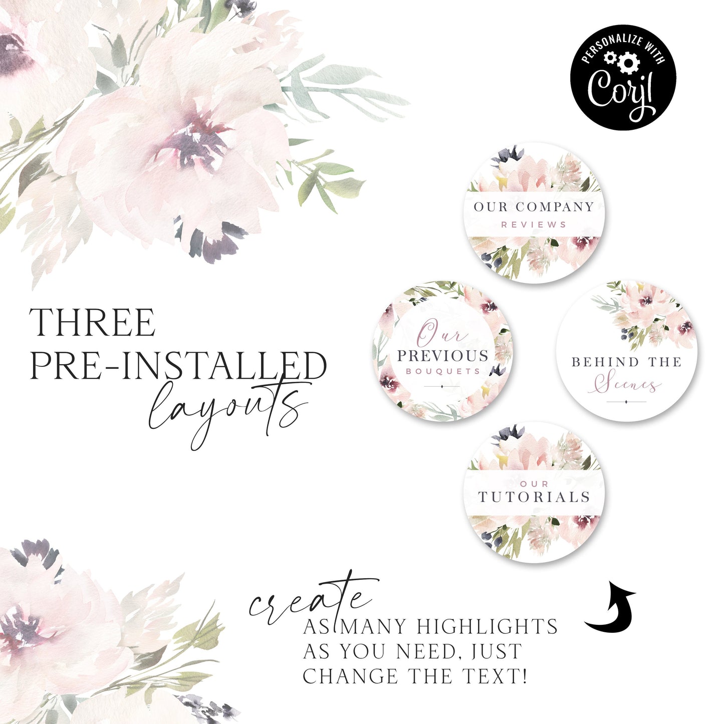 DIY Edit Instagram Highlights, Instagram Editable Story Cover, Template Instagram Highlights, Design Boho Florals Instagram - LS-001