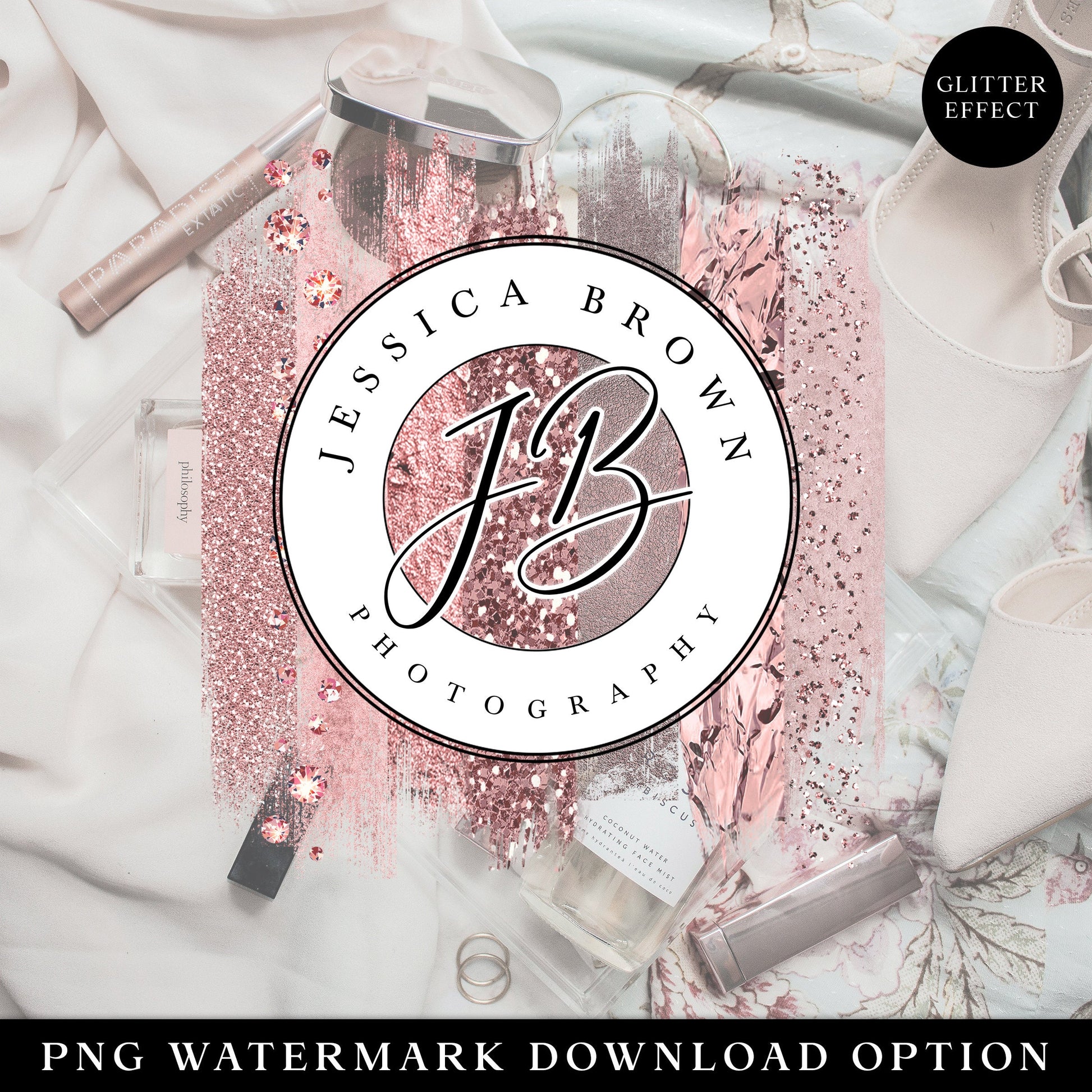 Editable Glitter Mini Branding Bundle, DIY Edit  Logo Kit, Premade Business Card, Beauty Business Branding Set, Instant Access JB-002