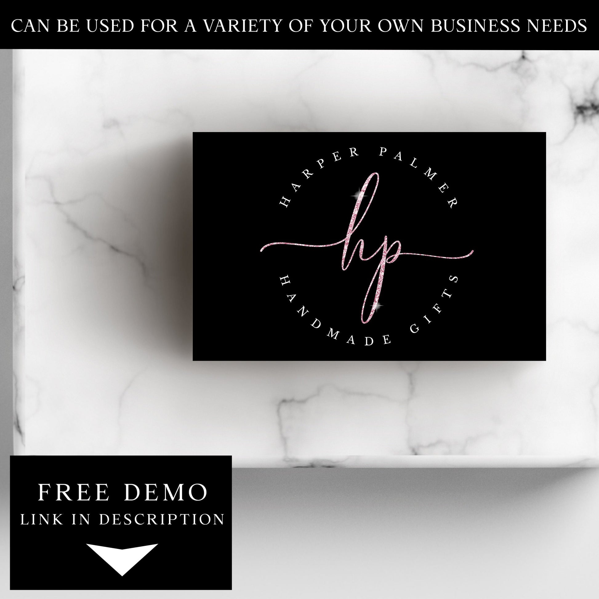 Editable Glitter Logo Template, DIY Edit Business Logo, Premade Beauty Business Logo Design, Premade Logo, Minimalist Circle logo PR0743