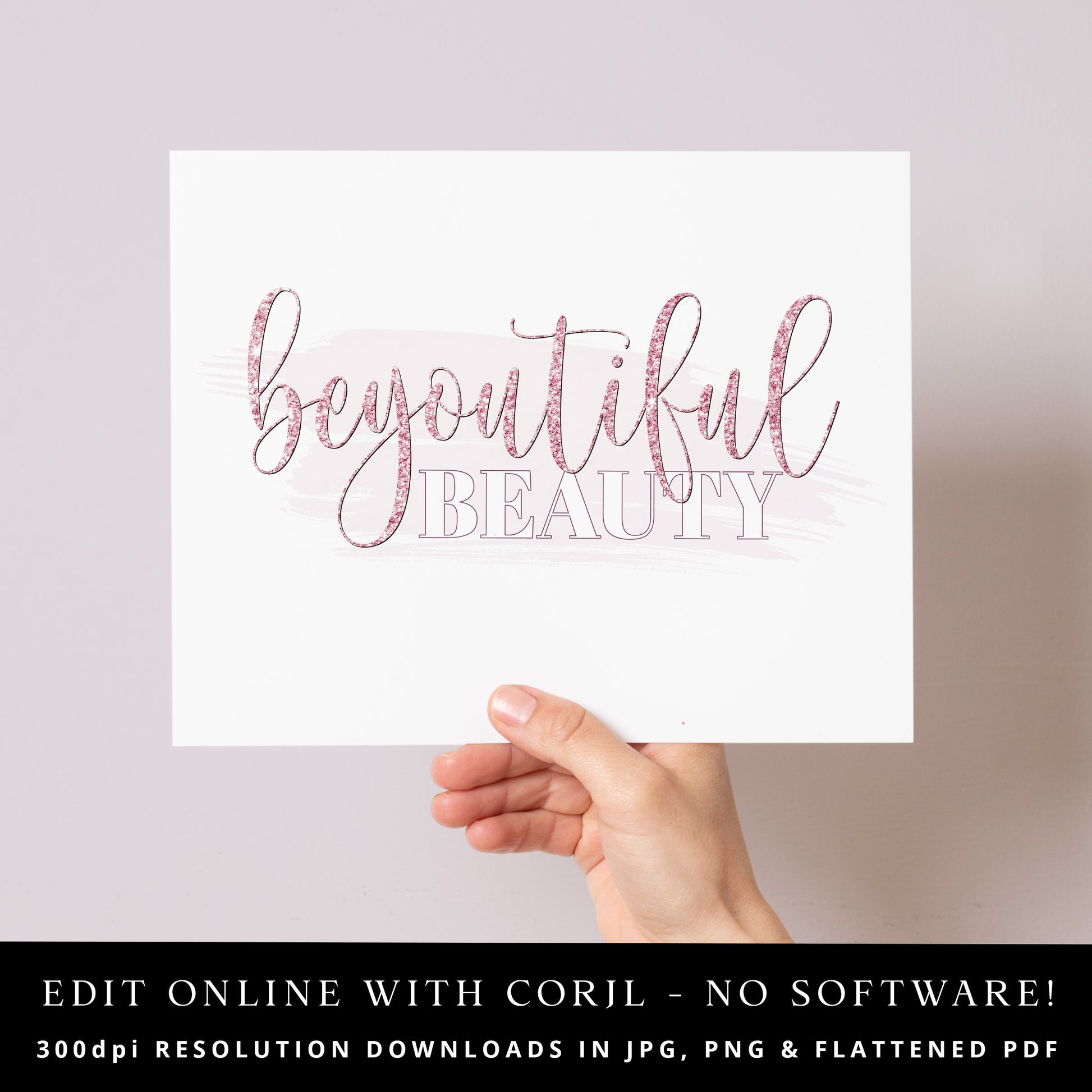 Instant Download Pink Beauty Logo Template, DIY Edit Glitter Business Logo, Premade Typography Signature Logo, Lash Tech Logo BB-001