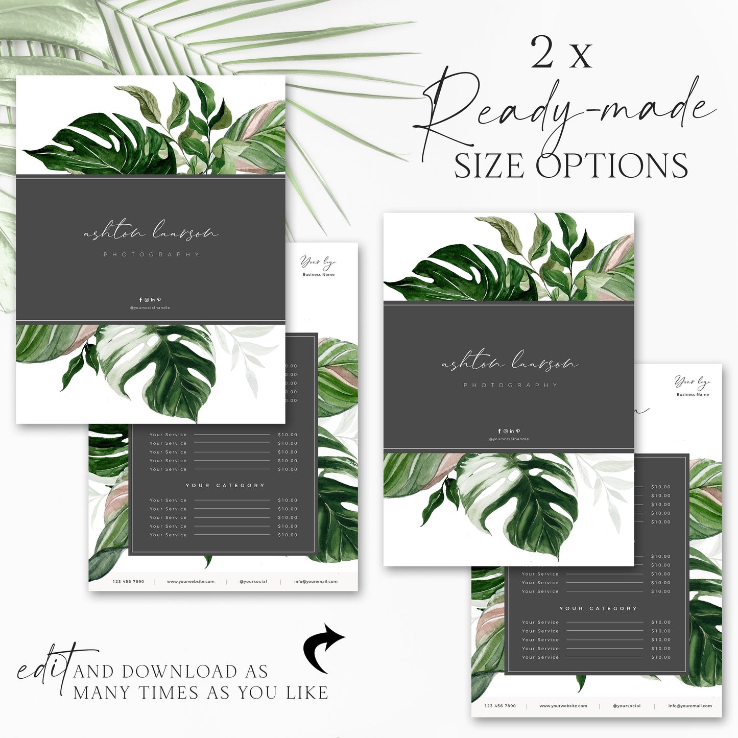 Business Price List Template, Editable Pricing Guide, Customizable Menu, Printable Price Guide, DIY Edit Beauty Salon Price Sheet AL-001