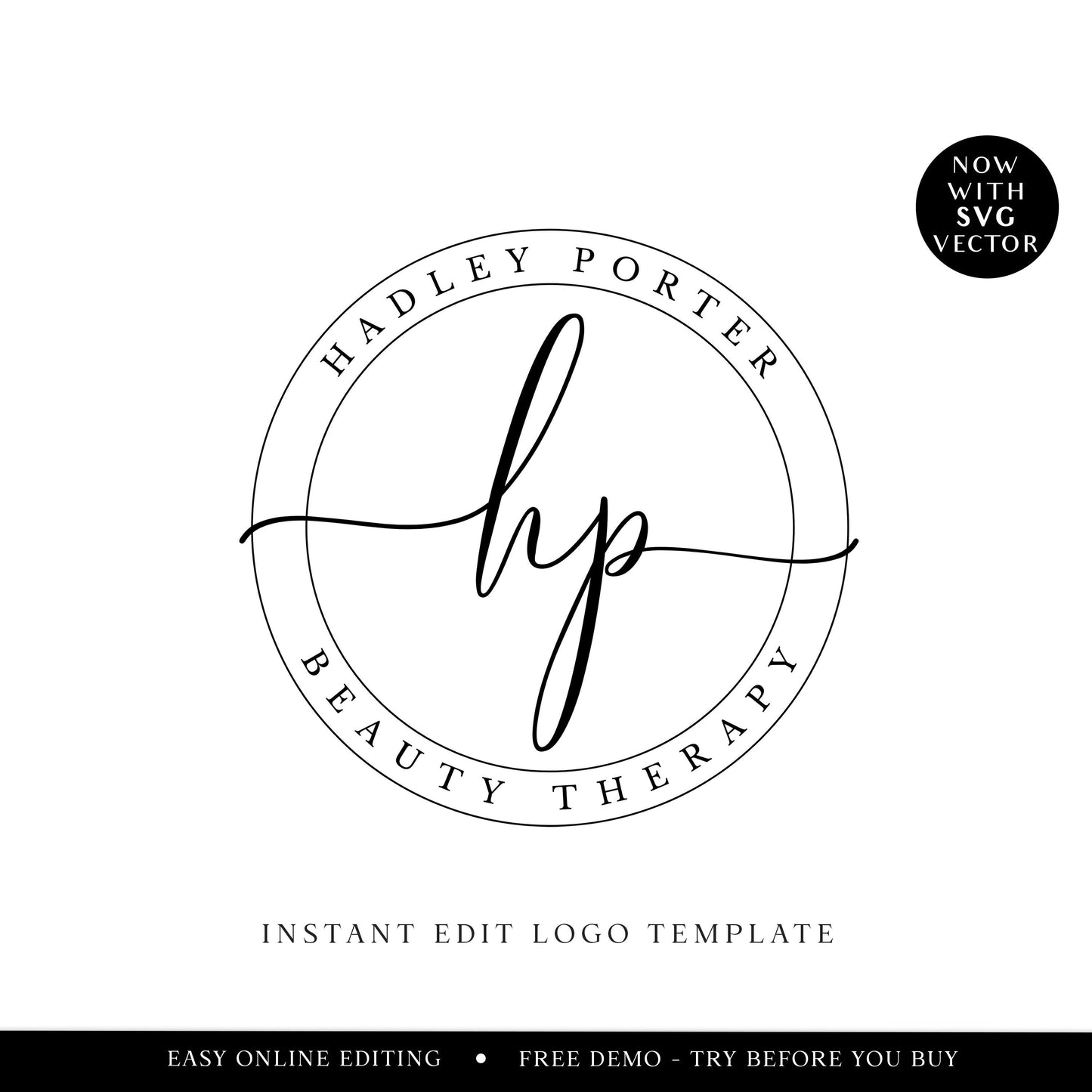 Instant Download Minimalist Round Logo Template, DIY Edit Circular Business Logo, Editable Simple Company Logo Design, Premade Logo PR0110