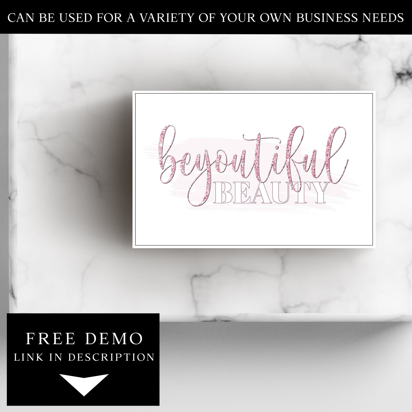 Instant Download Pink Beauty Logo Template, DIY Edit Glitter Business Logo, Premade Typography Signature Logo, Lash Tech Logo BB-001