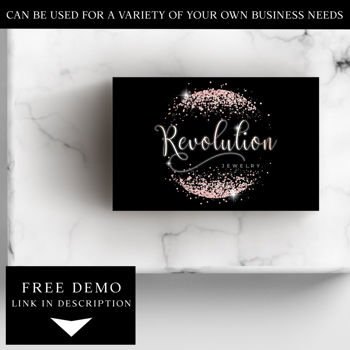 Editable Glitter Logo Template, DIY Edit Rose Gold Round Logo Design, Premade Sparkling Beauty Logo, Lash Tech Business Logo RJ-001