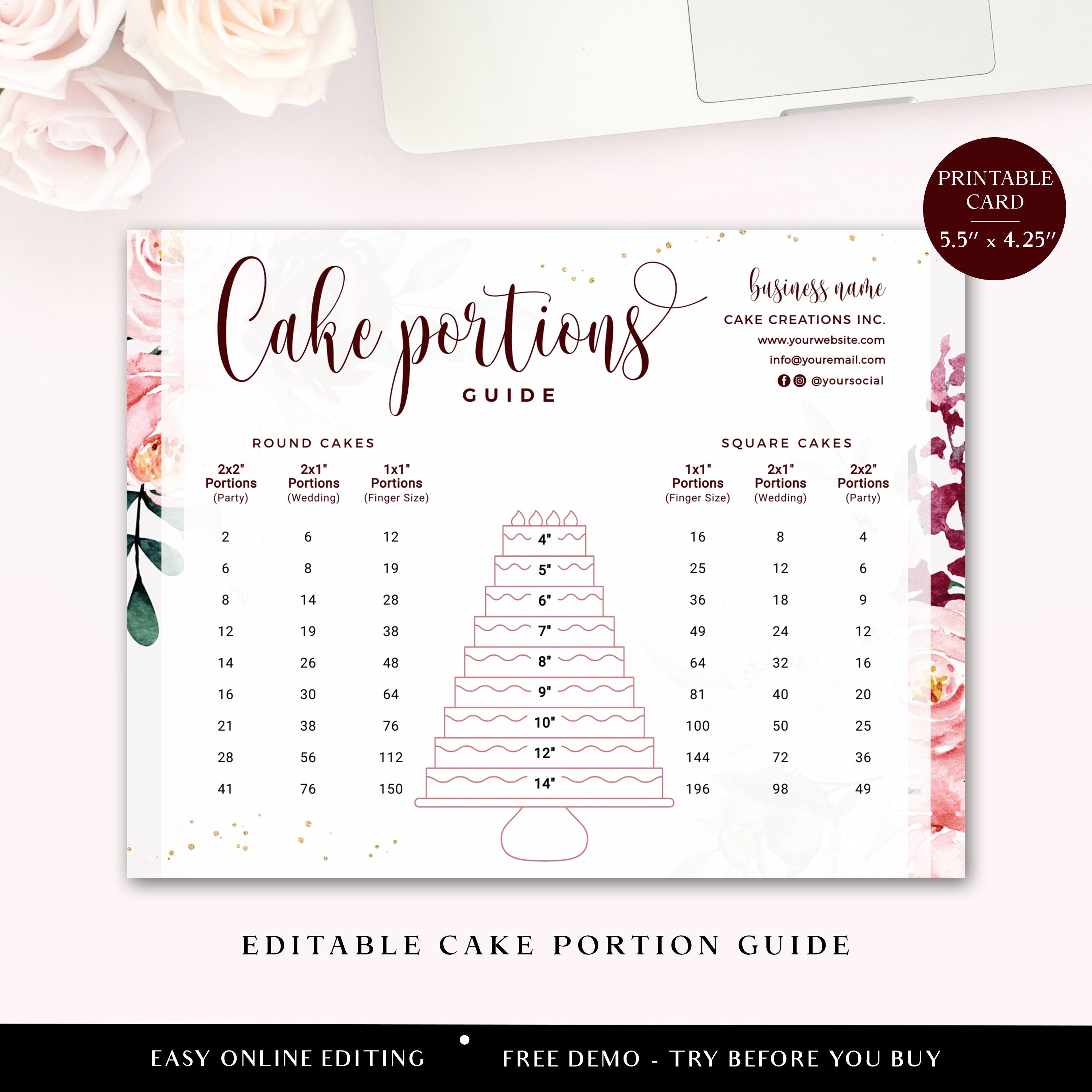 Square Cake Serving Guide | Cake servings, Wedding cake sizes, Cake  decorating tips