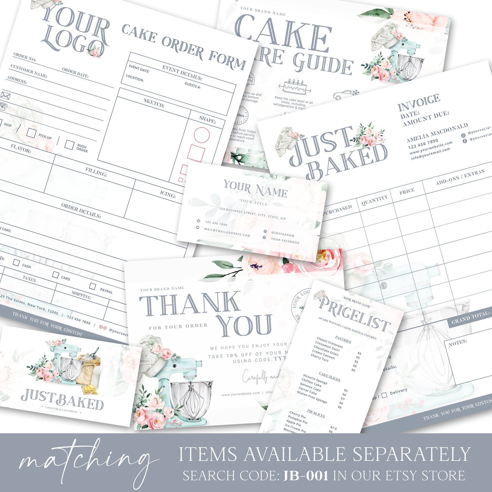 Editable Macaron Care Card, Printable Macarons Care Template, Watercolor Mixer Macaroons Care Guide, Macaron Transport Instructions JB-001